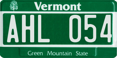 VT license plate AHL054