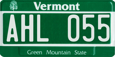 VT license plate AHL055