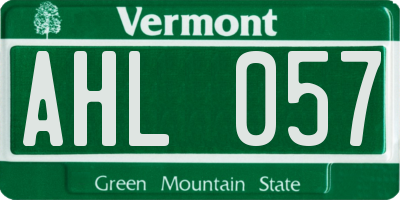 VT license plate AHL057
