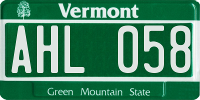 VT license plate AHL058