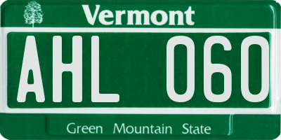 VT license plate AHL060