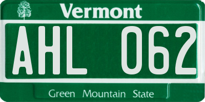 VT license plate AHL062