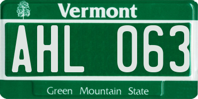 VT license plate AHL063