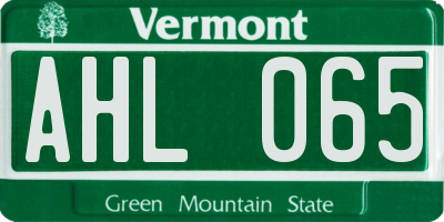 VT license plate AHL065