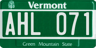 VT license plate AHL071