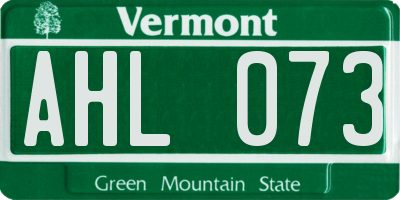 VT license plate AHL073