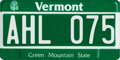 VT license plate AHL075