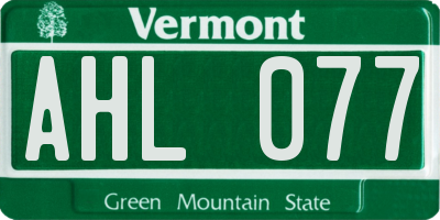 VT license plate AHL077