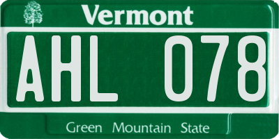 VT license plate AHL078
