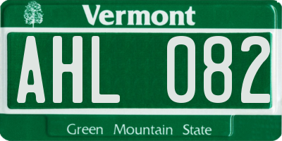VT license plate AHL082