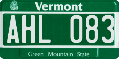 VT license plate AHL083