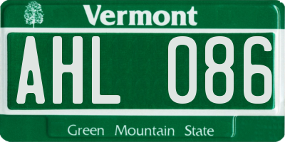 VT license plate AHL086