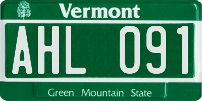VT license plate AHL091
