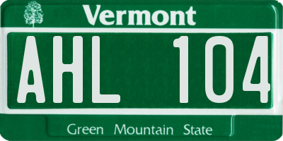 VT license plate AHL104