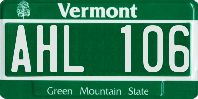 VT license plate AHL106