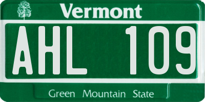 VT license plate AHL109
