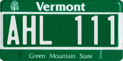 VT license plate AHL111