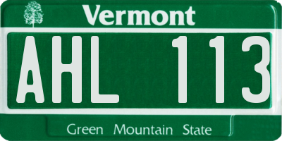 VT license plate AHL113