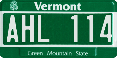 VT license plate AHL114
