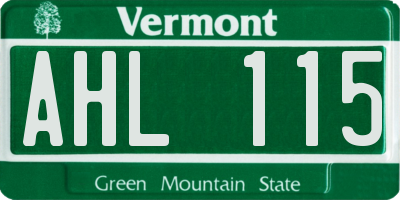 VT license plate AHL115