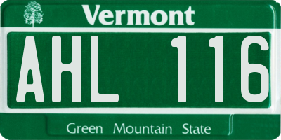 VT license plate AHL116