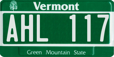 VT license plate AHL117