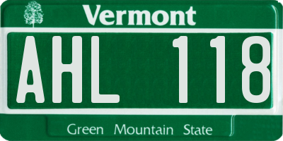 VT license plate AHL118