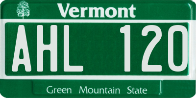 VT license plate AHL120