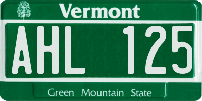 VT license plate AHL125