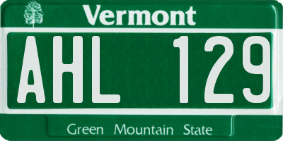 VT license plate AHL129