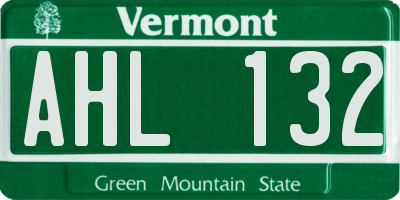 VT license plate AHL132