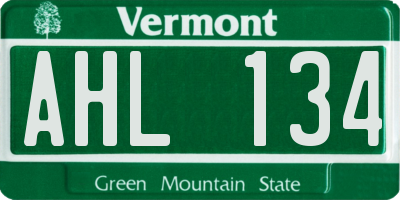 VT license plate AHL134