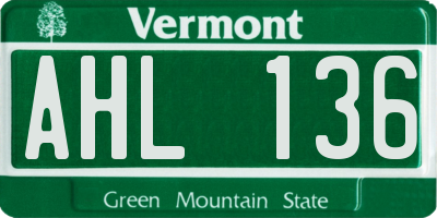 VT license plate AHL136