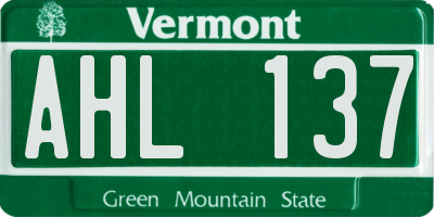 VT license plate AHL137