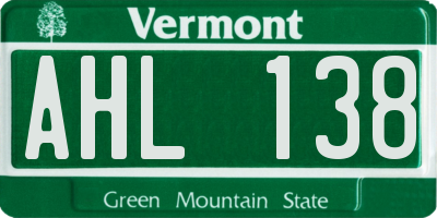 VT license plate AHL138