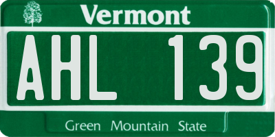 VT license plate AHL139