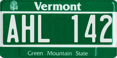 VT license plate AHL142