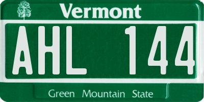 VT license plate AHL144