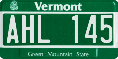 VT license plate AHL145