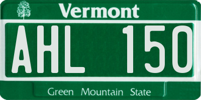 VT license plate AHL150