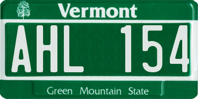VT license plate AHL154
