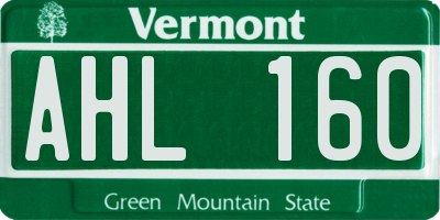 VT license plate AHL160