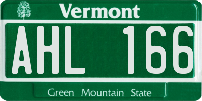 VT license plate AHL166