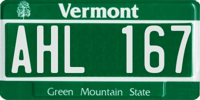 VT license plate AHL167