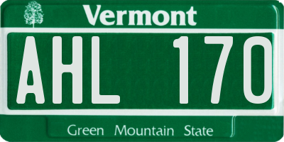 VT license plate AHL170
