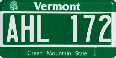 VT license plate AHL172
