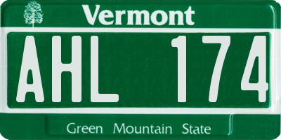 VT license plate AHL174
