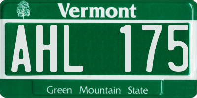 VT license plate AHL175