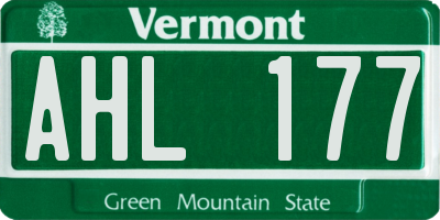 VT license plate AHL177