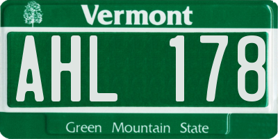 VT license plate AHL178